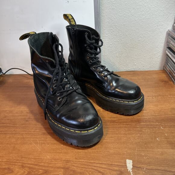 Dr. Martens Men\'s Combat Boots Black Patent Leather Lace Up Mens 7, Women’s 8 main image 7